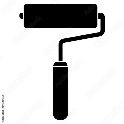 Paint roller silhouette in black and white for painting and renovation
