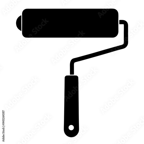 Paint roller silhouette in black and white for painting and renovation
