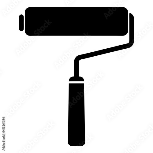 Paint roller silhouette in black and white for painting and renovation