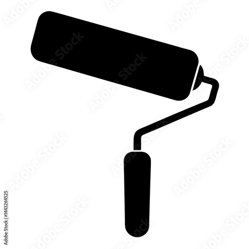Paint roller silhouette in black and white for painting and renovation
