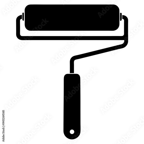 Paint roller silhouette in black and white for painting and renovation