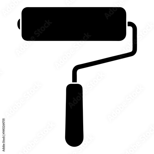 Paint roller silhouette in black and white for painting and renovation