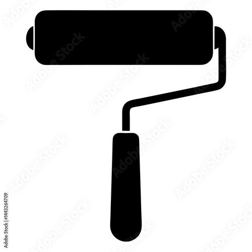 Paint roller silhouette in black and white for painting and renovation
