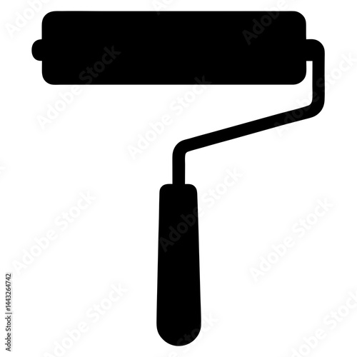 Paint roller silhouette in black and white for painting and renovation