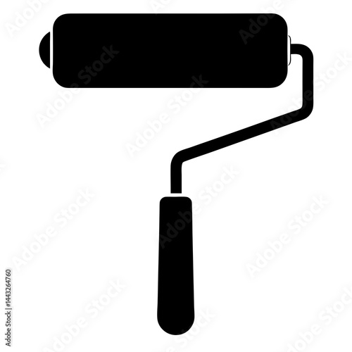 Paint roller silhouette in black and white for painting and renovation