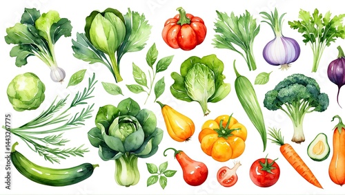 Lush Collection of Fresh Vegetables in a Hand-Drawn Style
