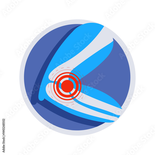 Elbow pain medical icon representing injury and inflammation