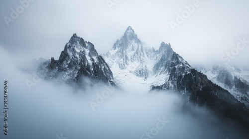 Chamonix Montblanc has amazing mountain views. The Alps have snow and glaciers above the green valley in France. Beautiful scenery in the summer.
