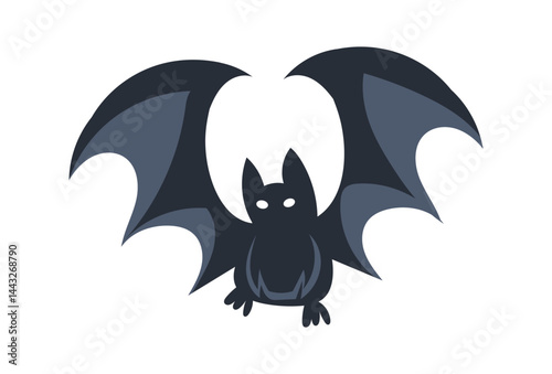 Cartoon bat showing its wings on white background