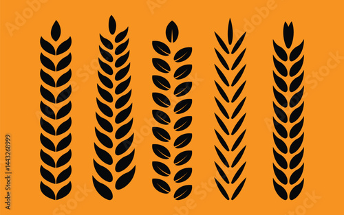 Black leaf design on orange background