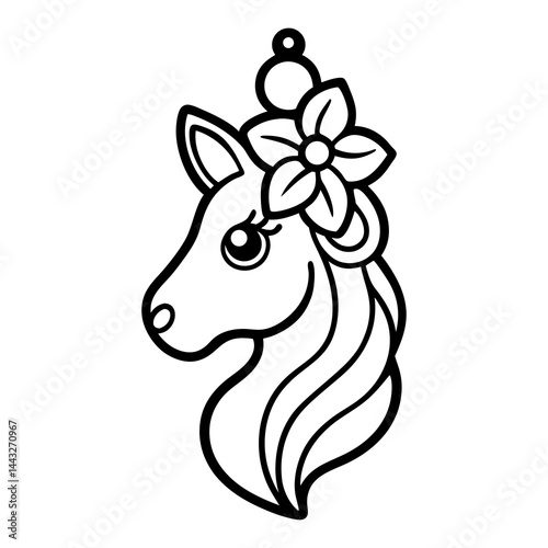 Unicorn earrings laser cut SVG vector illustration for leather, wood, metal. Templates for a cutting machine.