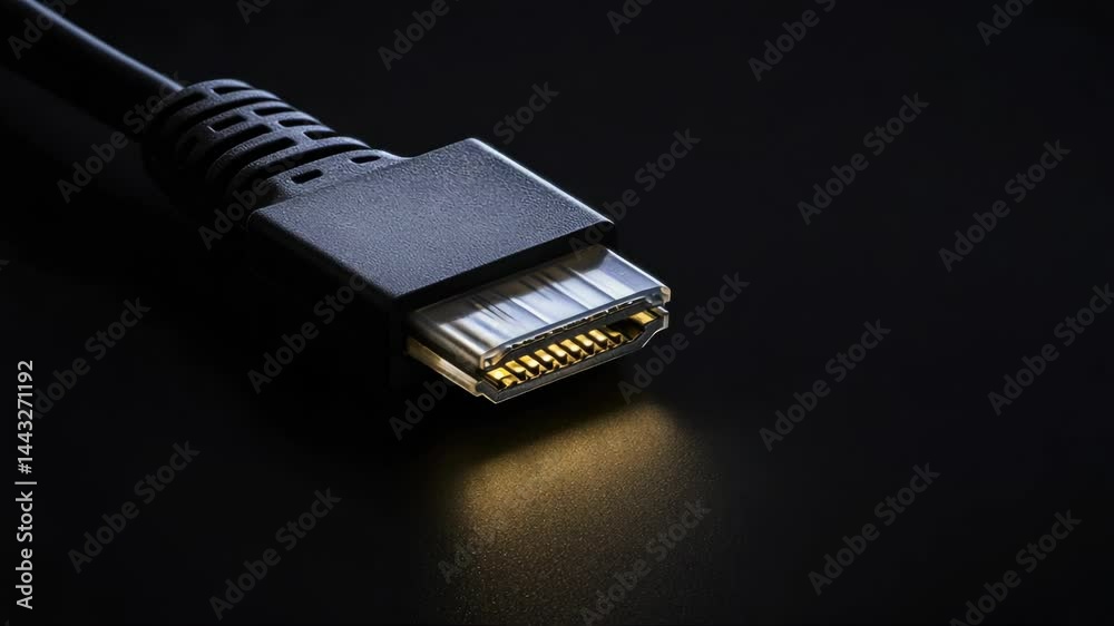 A detailed view of a computer cable lying on a surface, suitable for illustration or educational purposes