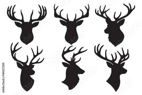 Deer silhouette icon set vector illustration