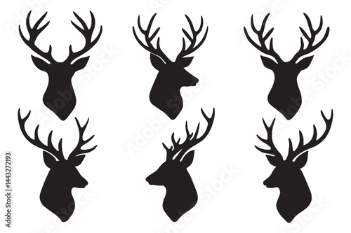 Deer silhouette icon set vector illustration
