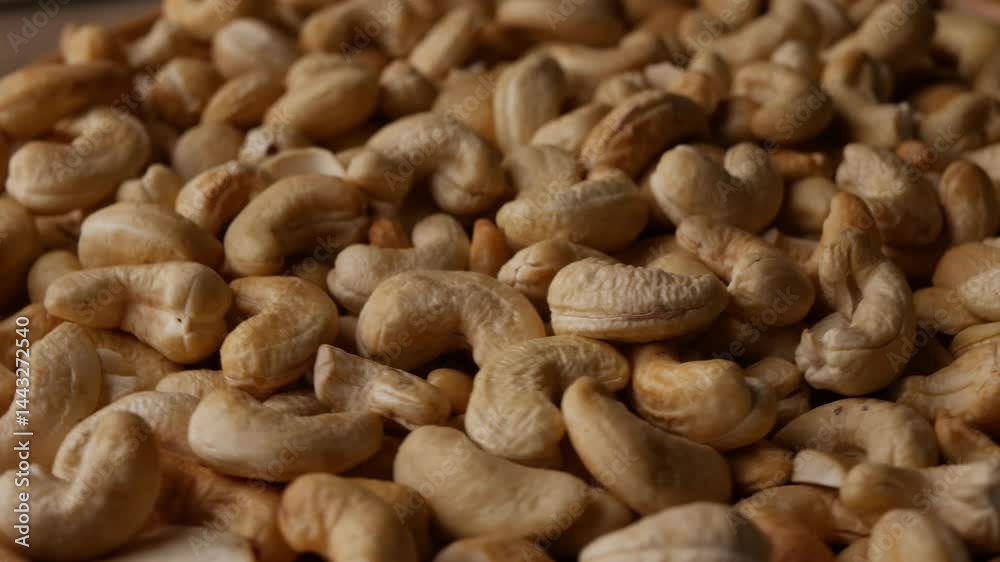 Full frame Cashew nuts background. Vegetarian Organic Healthy snack concept. 
