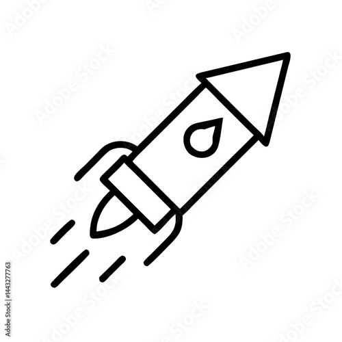 Rocket launching with flames in a minimalistic style  