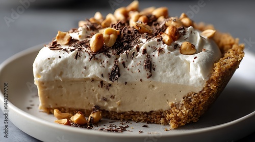Slice of creamy peanut butter pie