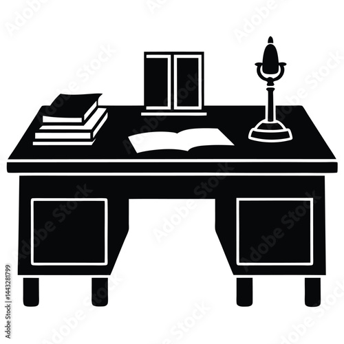 isolated legal office desk with papers on white background