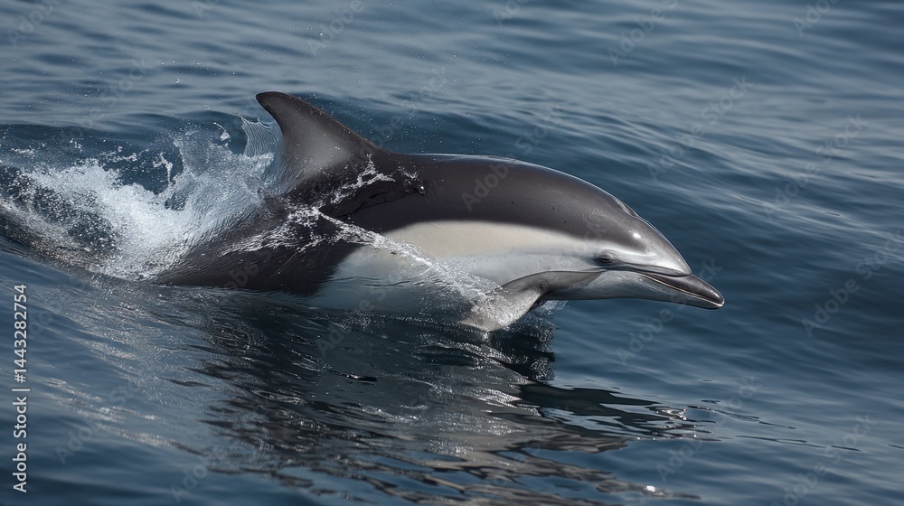 Naklejka premium Common Dolphin Breaching: Aquatic Grace in Motion
