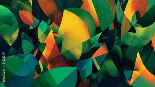 Kaleidoscopic Nature-Inspired Artistic Illustration with Vibrant Colors photo