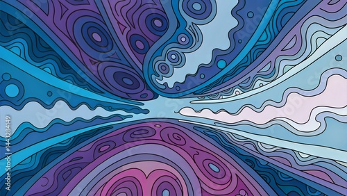 Abstract waves in vibrant blue and purple tones representing fluidity  