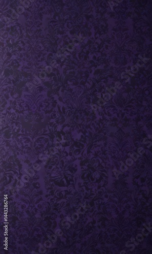 Intricate black damask on deep purple, seamless pattern , texture, purple, luxury