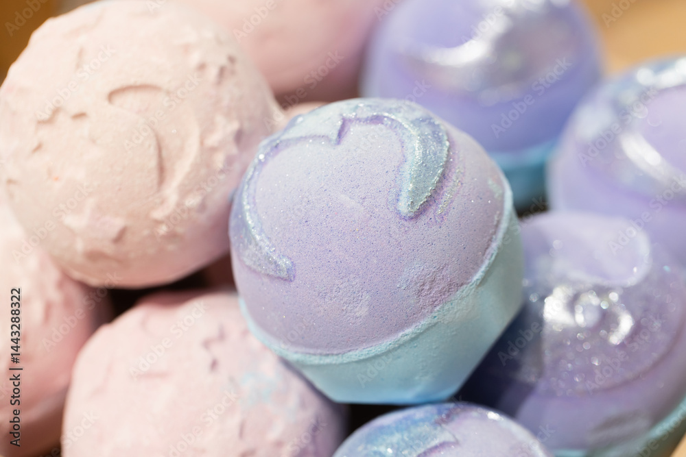 closeup bath bombs in store