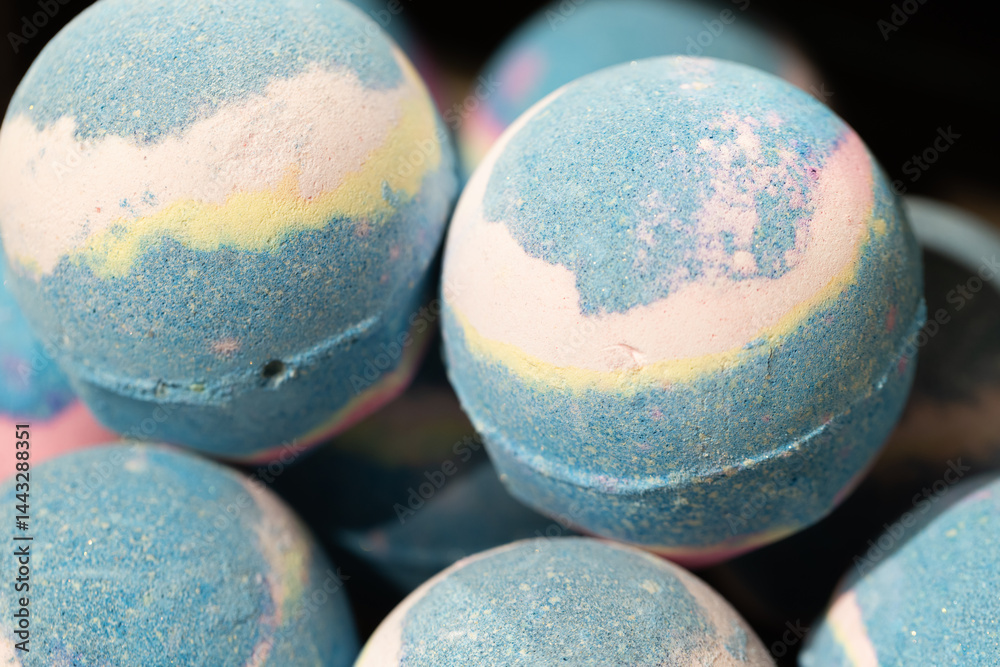 closeup bath bombs in store