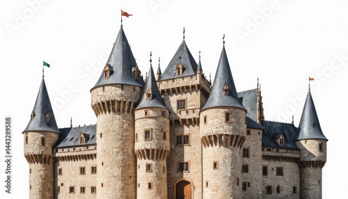 Wallpaper Mural The ancient Bratislava Castle, a historic stone fortress with prominent towers, stands on an empty white background. Torontodigital.ca