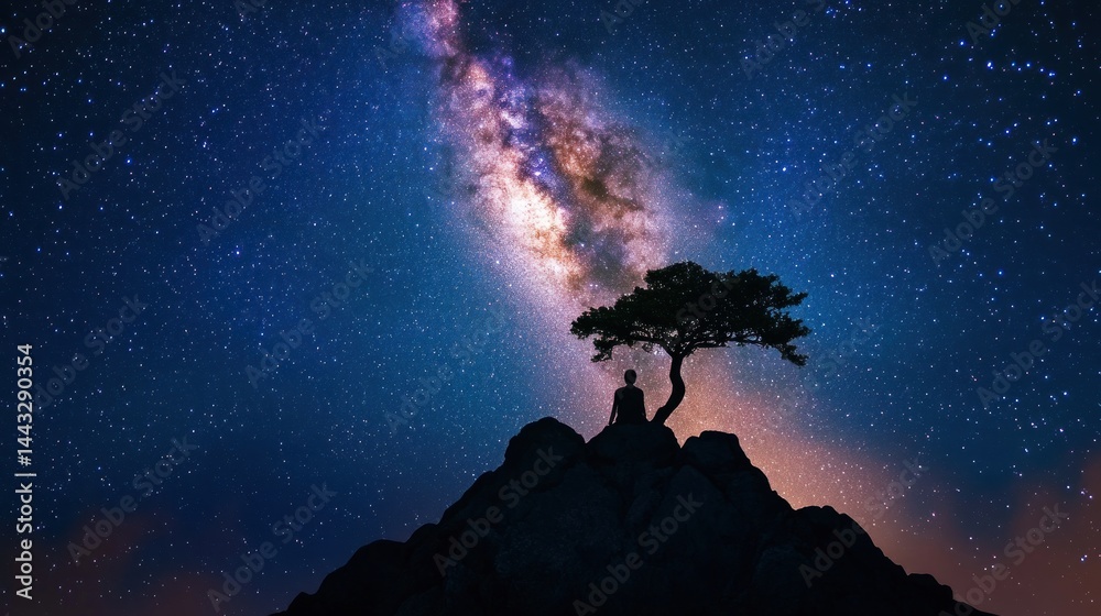 Fototapeta premium Silent contemplation under a starlit sky