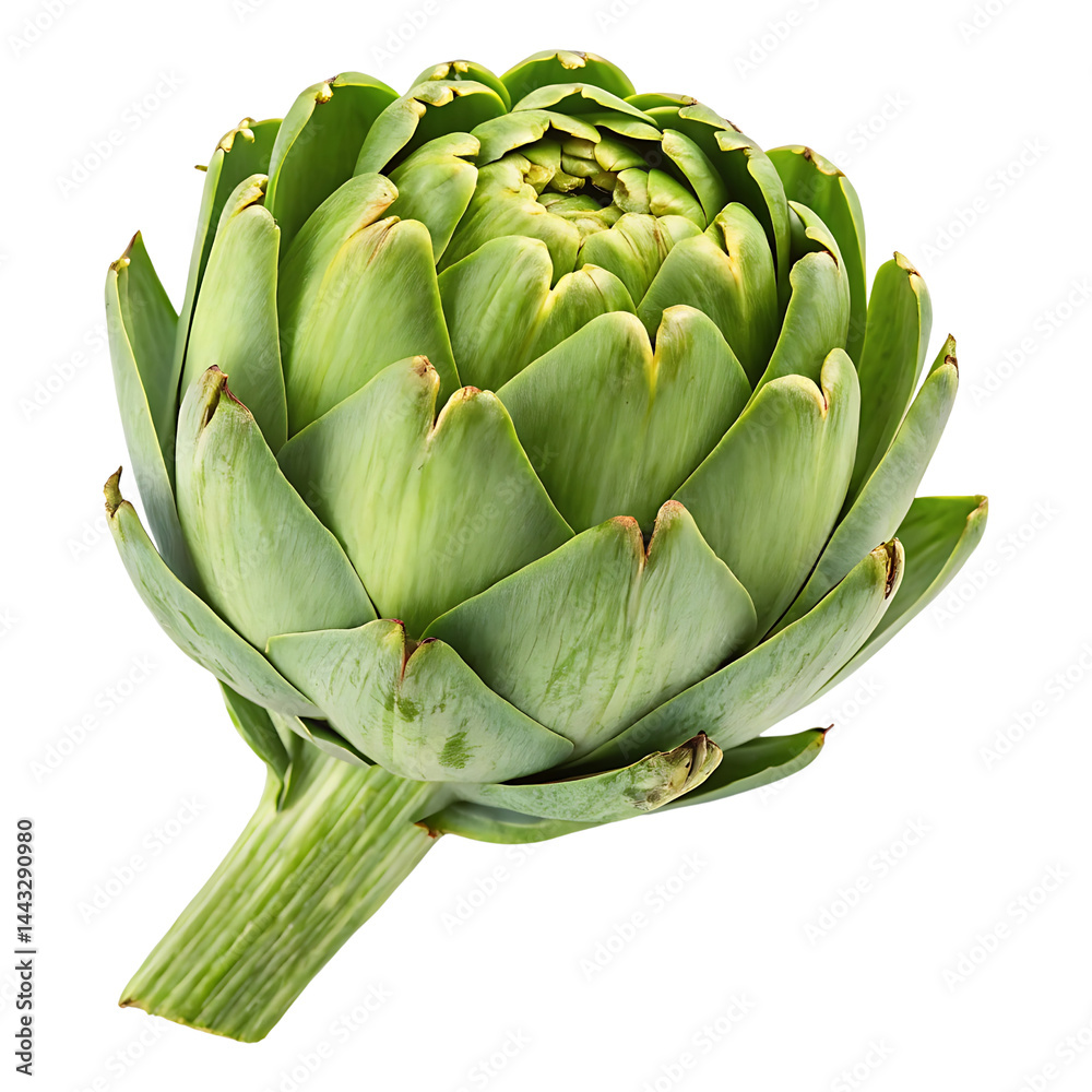 Fototapeta premium Single Fresh Green Artichoke isolated on transparent background