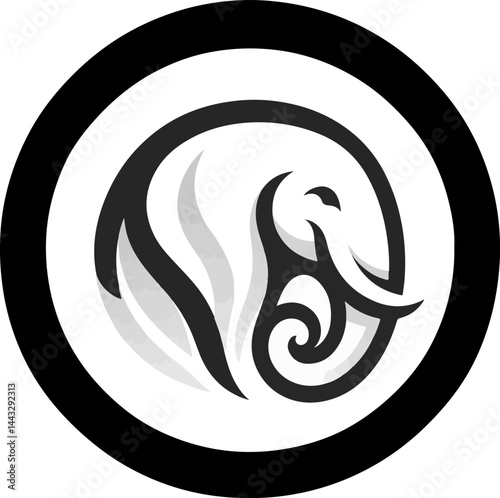 Stylized Elephant Mascot Illustration on White Background
