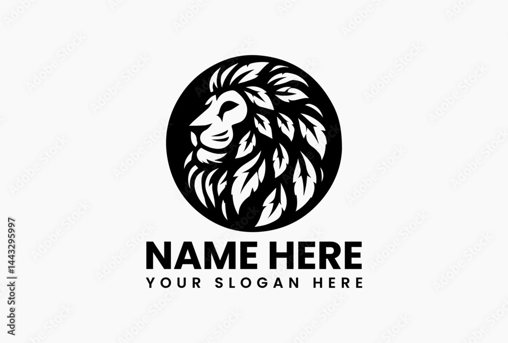 Majestic lion face merged with leaf symbol in vector logo format, isolated on white background for eco wildlife and natural strength branding Majestic lion face merged with leaf symbol in vector logo format, isolated on white background for eco wildlife and natural strength branding