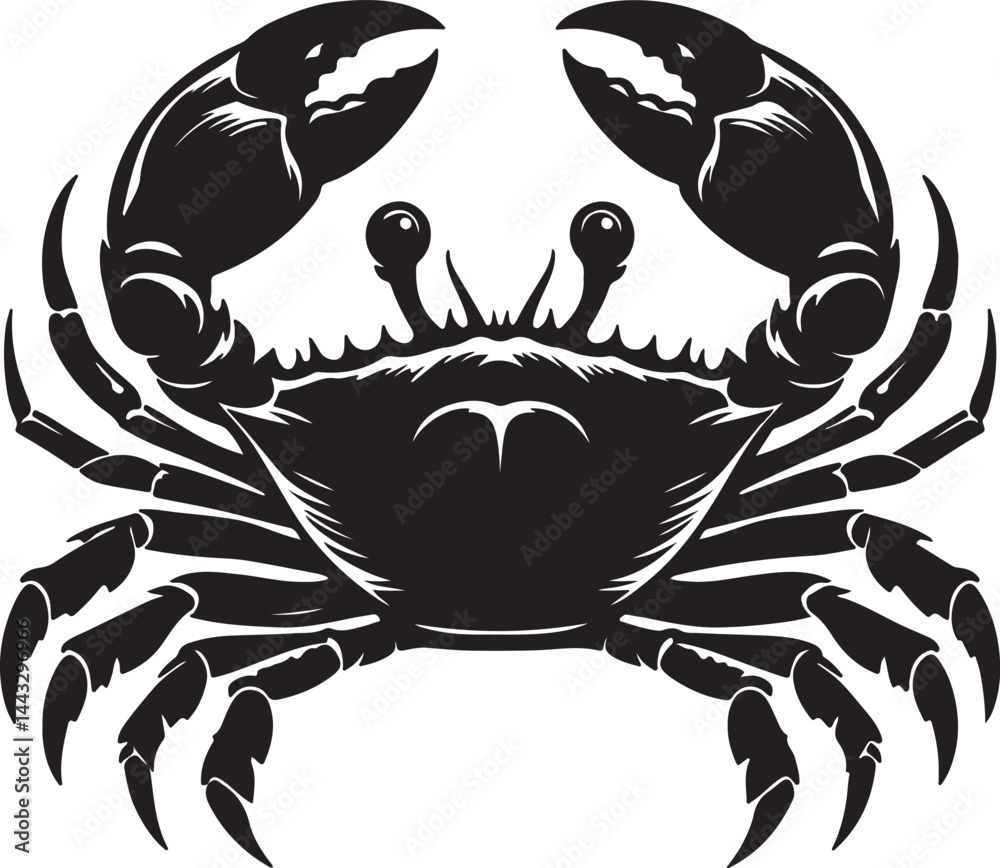 Fototapeta premium Crab silhouette black vector