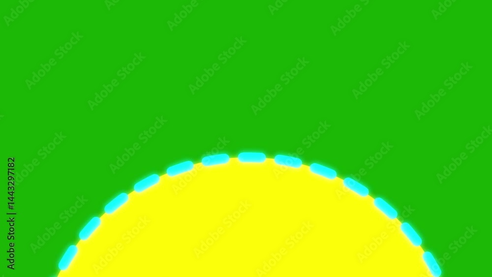 blue and yellow circle HUD rotation elements on a green screen background, Neon fire circle Circle arrow refresh icon rotation