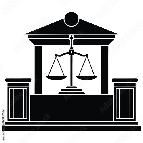 isolated courtroom with judge on white background