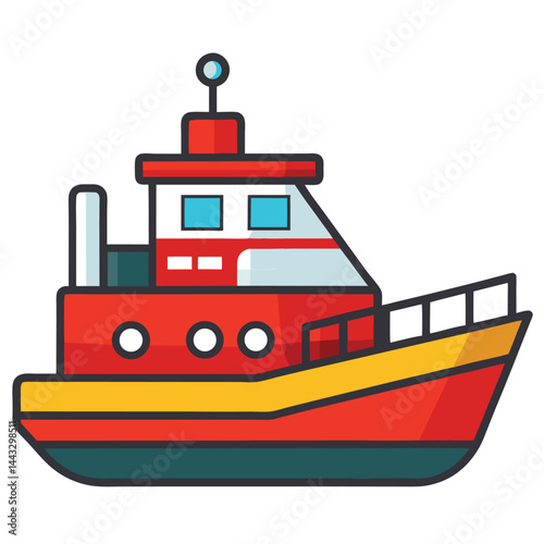 Fire boat icon isolated on white background