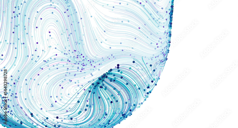 Abstract background with flowing blue lines and data points. Perfect for tech, AI, and science concepts.