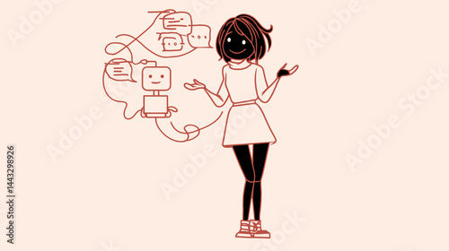 AI assistant character, vector style    - 