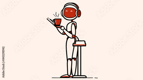 AI assistant character, vector style    -  