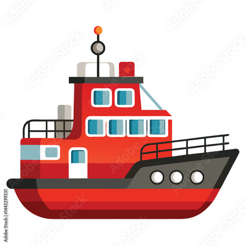 Fire boat icon isolated on white background