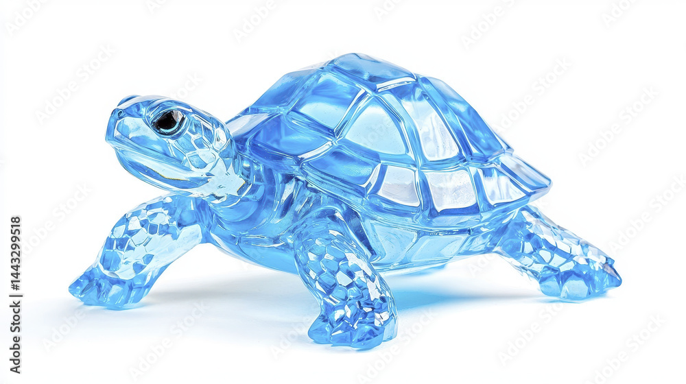 Fototapeta premium beautiful blue glass turtle figurine, showcasing intricate details and shiny finish, perfect for home decor or as collectible item