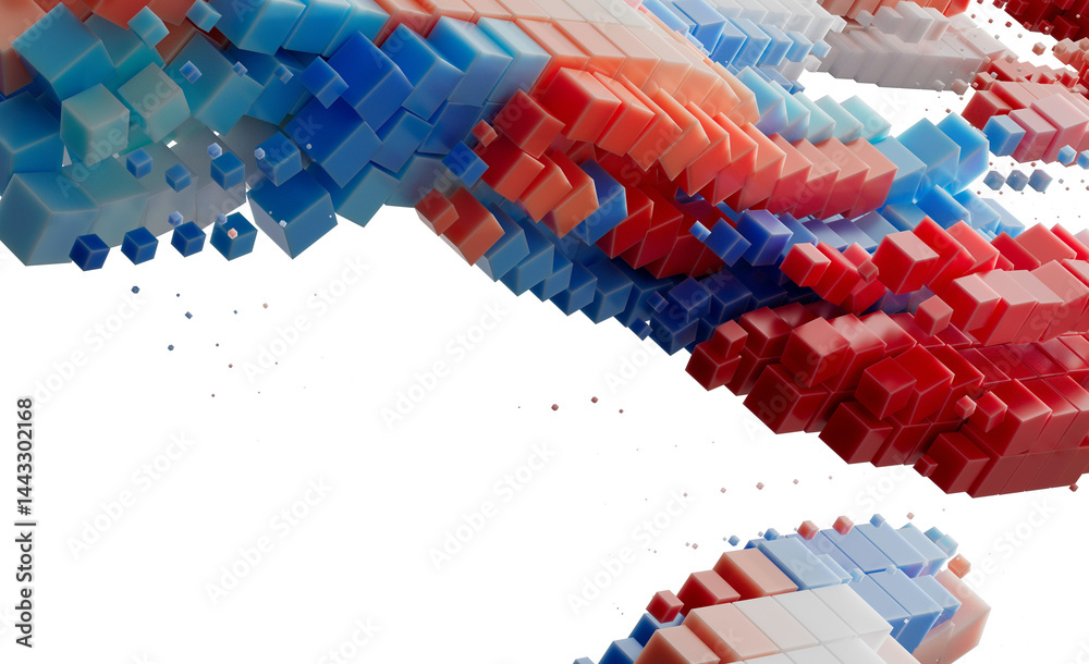 Naklejka premium Abstract 3D Cubes Red Blue White Digital Technology Background