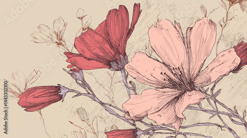 Hand-drawn rough sketch flower vector   -  