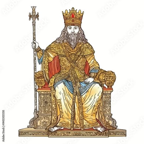 A hand-drawn colorfull A majestic king