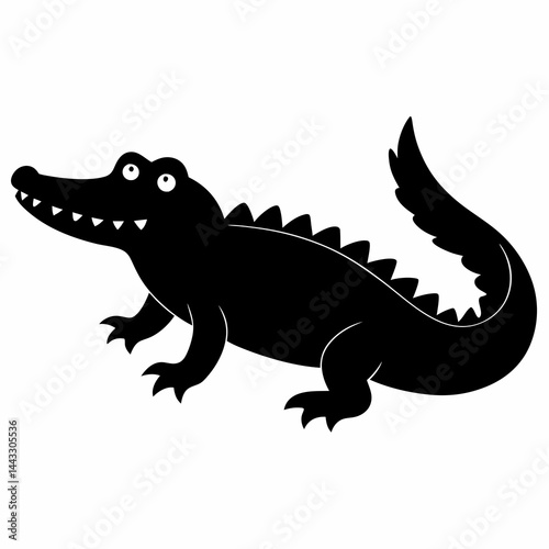 Sleek Black Crocodile Illustration