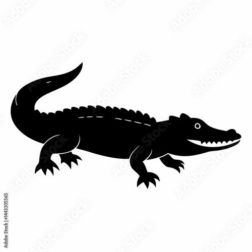 Sleek Black Crocodile Illustration