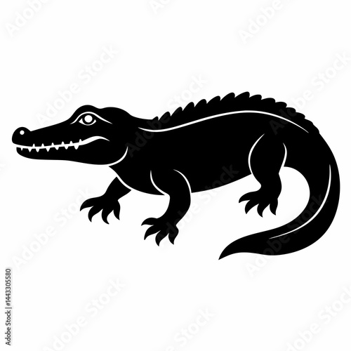 Sleek Black Crocodile Illustration