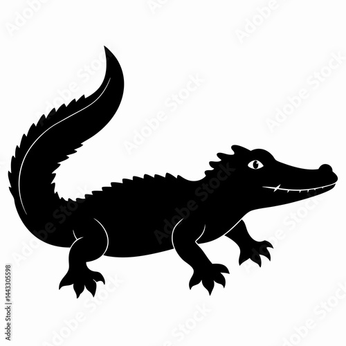 Sleek Black Crocodile Illustration