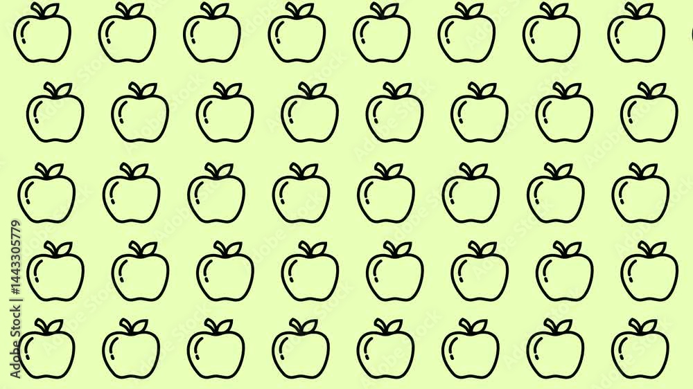 Background apple line icon patterns moving rotating animation